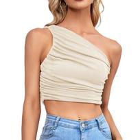 Spring and Summer New Fashion Hot-selling Personality Hottie Tight Slanted Collar Off-shoulder Women S abrikosas