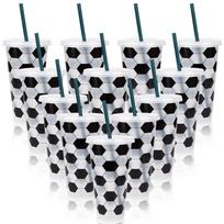 10 vnt. 25 oz plastikiniai futbolo puodeliai Daugkartinio naudojimo gertuvė su dangteliu ir šiaudeliu Futbolo gimtadienio vakarėlio dovanos treneriui, gerbėjui, vyrams, moterims Sportas 1Pcs