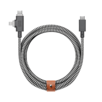 Native Union Belt kabelis Duo Pro (USB-C – USB-C, Lightning) 2,4m, 240w, zebra