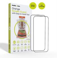 Mobile Origin Orange Screen Guard Apple iPhone 15 Plus su Easy Aplikatoriumi, 2 pack