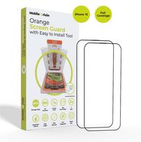 Mobile Origin Orange Screen Guard Apple iPhone 15 su Easy Aplikatoriumi, 2 pack