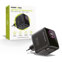 Mobile Origin 65W GaN Display įkroviklis PW3 – USB-C Self-Retracting kabelis + USB-C + USB-A