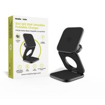 Mobile Origin 3in1 Qi2 25W UltraSlim sulenkiamas įkroviklis PW36 MagSafe Compatible matinės juodos spalvos
