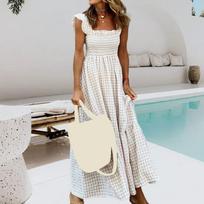 Maxi Dresses For Women Maternity Sundress Long Sleeveless Flowy Dresses With Ruffle Sleeve Resort Wear L smėlis
