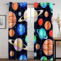 Bedroom Living Room Space Decor for Outer Galaxy Universe Funny Kids Boys Room Child Bright Filtering Drapes Decor 2 Panels Draperies Perfect W60xH100(CM)x2pcs&Rod Pocket