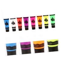 UV Body Paint Set 8 Colors, Washable UV Reactive Neon Face Paint for Festivals and Parties