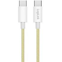 Logilink USB-C 1.5m w nylonowym oplocie żółty CU0354