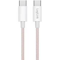 Logilink USB-C 1.5m w nylonowym oplocie różowy CU0345