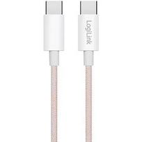 Logilink USB-C 0.5m w nylonowym oplocie różowy CU0343
