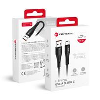 FORCELL F-ENERGY C342 kabelis USB A į Type C QC4.0 3A 66W Silikoninis 1 m juodas