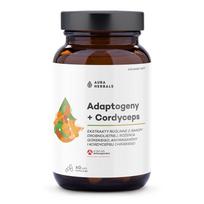 AURA HERBALS Adaptogenai, augalų ekstraktai + kordicepsas - 60 kapsulių