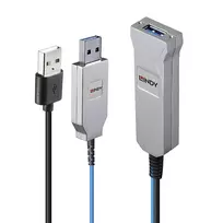 Lindy 43345 USB kabelis USB 3.2 Gen 1 (3.1 Gen 1) 30 m USB A 2 x USB A Mėlyna, Sidabras