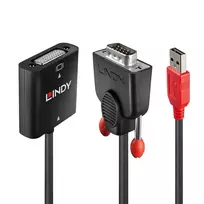 Lindy 38184 vaizdo kabelio adapteris 0,2 m DVI-D VGA (D-Sub) + USB Juoda, Oranžinė