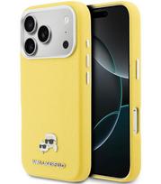 Geltonas dėklas Apple iPhone 17 Pro Max telefonui "Karl Lagerfeld PU Karl and Choupette Heads Pins MagSafe Case"