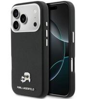 Juodas dėklas Apple iPhone 17 Pro telefonui "Karl Lagerfeld PU Karl and Choupette Heads Pins MagSafe Case"