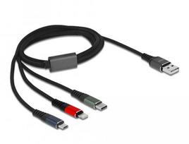 Delock USB 3in1 Cable Lightning/Micro USB/USB Type-C 1m