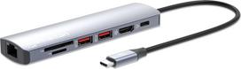 Manhattan USB-C Dock/Hub with Card Reader, Ports (x5): Ethernet, HDMI, USB-A (x2) and USB-C, with Power Delivery (PD) 100W- requires external USB-C charger (not included). USB powered (no external power supply required) when PD is not in use