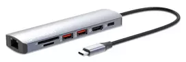 Manhattan 153966 knyginių kompiuterių dokas / jungčių replikatorius Vielinis USB 3.2 Gen 2 (3.1 Gen 2) Type-C Sidabras
