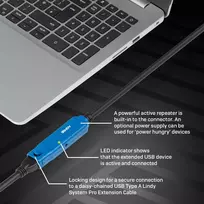 Lindy 43380 USB kabelis USB 3.2 Gen 1 (3.1 Gen 1) 5 m USB C USB A Juoda