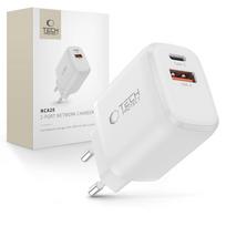 Tech-Protect NCA20 PD 20W QC3.0 USB-A / USB-C sieninis įkroviklis - baltas