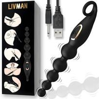 Vibruojantis vaginalinis ir analinis vibratorius LIVMAN MMA-009 su 5 vibruojančiais kamuoliukais ir 7 vibracijos režimais