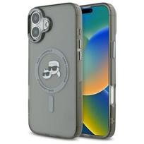 Karl Lagerfeld IML Metal Karl&Choupette Head magnetinis dėklas telefonui iPhone 16 Plus - juodas