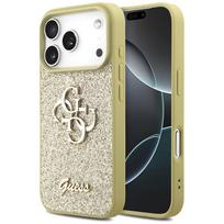 Guess Fiksuotas Blizgus Didelis 4G dėklas telefonui iPhone 17 Pro - auksinė