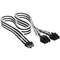 Corsair Elite Premium Individually Sleeved, PCIe 12V-2x6 to 2x 8-pin (6+2 split) PCIe Cable, Black/White CP-8920437