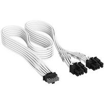 Corsair Elite Premium Individually Sleeved, PCIe 12V-2x6 to 2x 8-pin (6+2 split) PCIe Cable, White CP-8920436