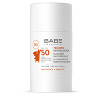 BABE PEDIATRIC INVISIBLE STICK SPF50, skaidrus apsauginis pieštukas vaikams, 30ml
