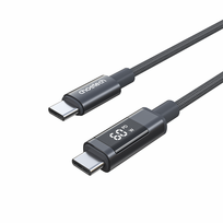 Choetech XCC-1068 PD 60W USB-C - USB-C laidas su ekranėliu 1.2 m - juodas