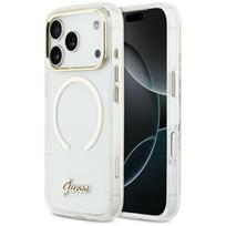 Guess IML Script Metal MagSafe Dėklas for iPhone 17 Pro Max - Clear