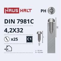 Savisriegis Haushalt DIN7981C, 4.2 mm x 32 mm, 25 vnt.