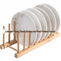 Wooden Multi-Functional Kitchen Storage & Drying Rack for Bowls, Plates, Cups, Dishes, and Tea Cakes 3 pillars, 2 slots, 14cm length, 4.5cm spacing