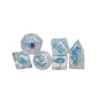 7Pcs/set 7-Die Table Game DND Dice Filled with Ducks Animal Party Game Polyhedral Dice Acrylic D4 D6 D8 D10 D12 D20 Game Dice mėlyna
