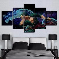 5 plokščių drobės sienos meno paveikslai Japonų animacijos plakato spaudinys Roronoa Zoro paveikslas Modernus svetainės freskos namų dekoras 30x40 30x60 30x80cm black