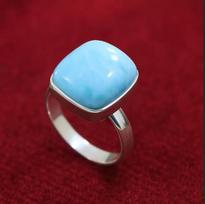 Natural Larimar Solid 925 Sterling Silver Handmade Designer Birthstone Gift Ring Statement Jewelry 6