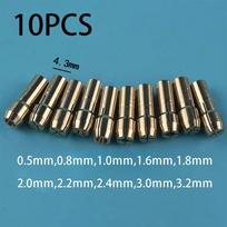 10 vnt. mini gręžimo griebtuvų adapteris 0,5–3,2 mm „Dremel“ mini griebtuvų griebtuvo adapteris, žalvario mikro įvorė, skirtas elektriniam rotaciniam įrankiui