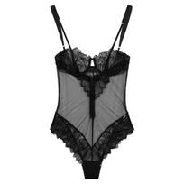 Calvin Klein Black Label Seksualus nėriniuotas permatomas kombinezonas Moteriški kombinezonai Kosminis juodas QF8033-1 S