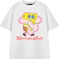 SpongeBob SquarePants Moteriški Balti Animacinio Herojaus Grafikos Marškinėliai _ Klasikiniai Apvalios Kaklo Spongebob Marškinėliai _ Paprasti Trumpomis Rankovėmis S balta