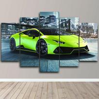 5 plokščių drobės sienos meno kūriniai Namų dekoras Žalias „Huracan“ superautomobilio plakato paveikslas Svetainės paveikslo spaudinys Dekoras Meno kūrinys Sieninė tapyba 20x35 20x45 20x55cm