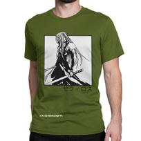 Sephiroth Ffvii Final Fantasy Oversized T Shirt For Men Cotton Amazing T-Shirt Harajuku T Shirts Graphic Clothes Unique XXXXL armijos žalia spalva