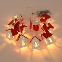 Kalėdinis medinis namas LED šviesos stygos Kalėdų eglutės kabantis papuošalas Kalėdų puošmena namų vaikams Naujųjų metų dovana Navidad 1.5M 10 Lights (Battery)