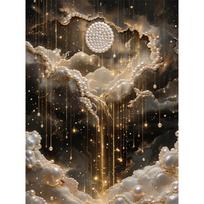 DIY The Moon in The Clouds Pearl Diamond Art Kits Without Frame 30x40cm Gem Art Diamond Painting Kits for Adults/Beginners Gift Idea Home Wall Decor 30x40cm
