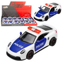 Policijos sportinis automobilis baltas–mėlynas