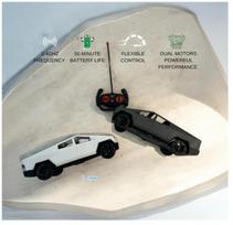 Radijo bangomis valdomas automobilis Tesla Cybertruck, baltas