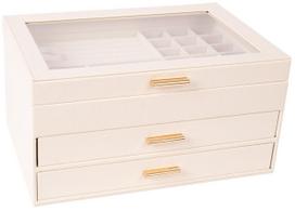 Papuošalų dėžutė Home4you Sezane 85577, 26.5 cm, balta sp.