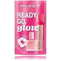 Nuxe Ready Go Glow On The Pink Set rinkinys moterims (8 ml. lūpų serumas + 10 ml. sausas aliejus + plaukų aksesuaras) - Rinkinys