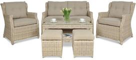Lauko baldų komplektas TRIVENTO 2 + su pufais, Beige