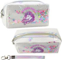 Mokyklinis baltas penalas Unicorn Confetti 20 cm